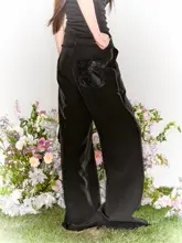 LaluneDuCiel ホワイト ビンテージ風 スリムフィット フレアパンツ レディース 夏用 ワイドレッグ カジュアルロングパンツ