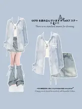 学院風カジュアル夏用コーディネート【小柄向け・淡い色合い】（セットアップ対応）