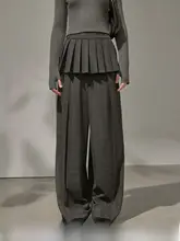チェック柄織り付きミニスカートとルーズフィットチェック柄パンツ【二点セットアップ対応】