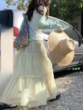 海辺にぴったりなフレアマキシスカート【エアリーネット・Aライン・ビーチ用】
