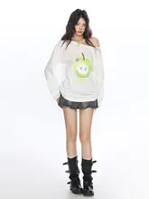 BIGGOLD サマーグリーンアップルプリント Tシャツ