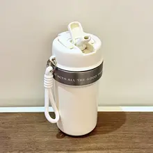316ステンレス製コーヒー保温カップ【携帯用・シリコンストロー付き・女性向けデザイン】