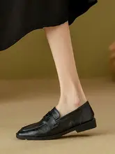 真皮ローファー【フラット・ブラウン・大きいサイズ・一体型】