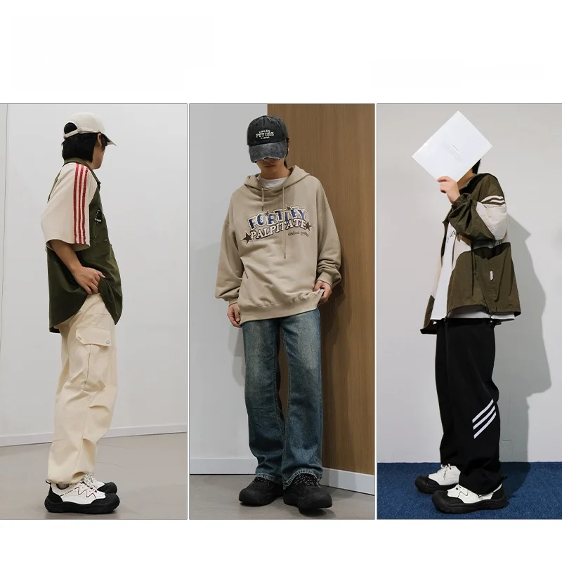 ブラックカジュアルスニーカー：登山対応の厚底モデルで日常とアウトドアを両立