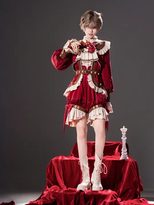 オリジナル紅茶色ラプンツェル風外套・シャツ・ショーツ【ロリータ風・王子様スタイル・新年用】（セットアップ対応）
