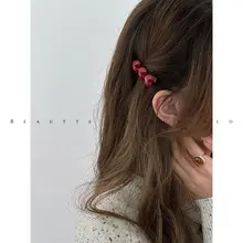 ダックビルクリップ 前髪留め アセテート 立体ハート フランスロゴ ゴールド 韓流 きれいめ おしゃれ