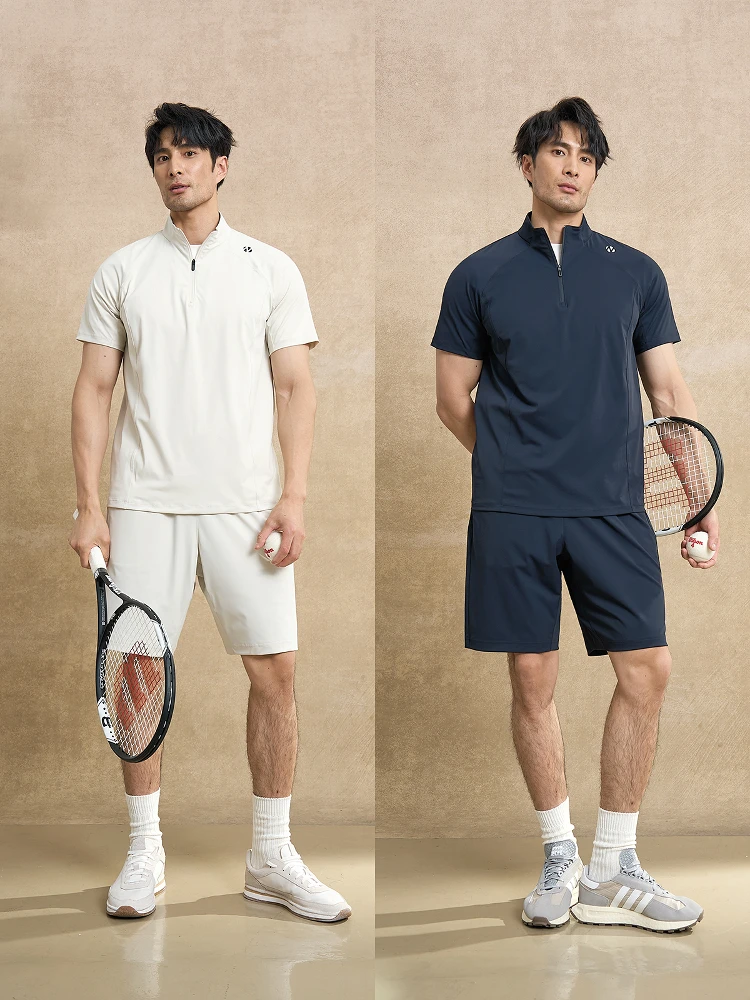 アウトドアスポーツ風 ジッパー付き立襟半袖Tシャツ：夏の日常活動に最適な軽量弾力素材の実用性解析
