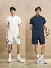 アウトドアスポーツ風 ジッパー付き立襟半袖Tシャツ【男性用・夏用・軽量・弾力性】（セットアップ対応）