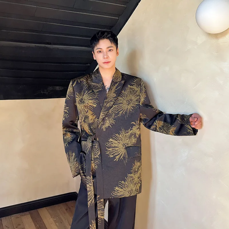 池袋服屋メンズで人気の秋季用中華風菊花プリントジャケット