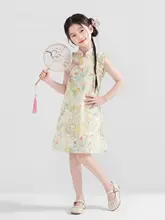 夏用花柄子供用ワンピース【中華風・ドレススタイル】（セットアップ対応）