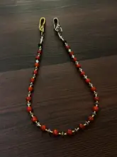 袖口装飾のビンテージ手作りアゲートビーズパンツチェーンアクセサリー