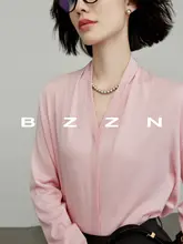 BZZN プリーツVネックストレート長袖シャツ【精紡ウール・ビジネス向け】