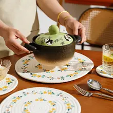 手作り 編み込みランチョンマット【防熱・カントリースタイル・鍋や皿用】