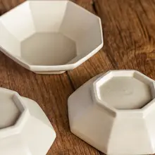 マットホワイト八角茶点皿【中式・深皿・スープボウル・スナック皿】