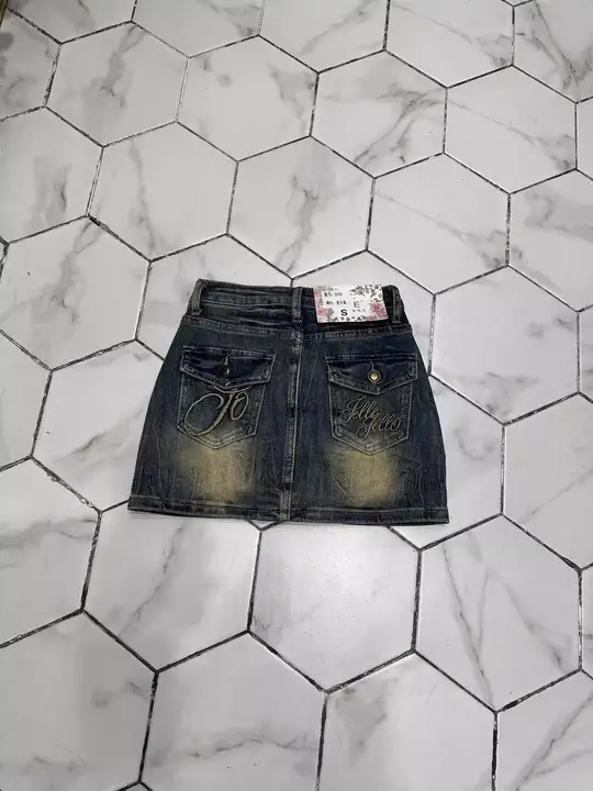 刺繍入りデニムミニスカート【ハイウエスト・Aライン・夏用・スリムフィット】