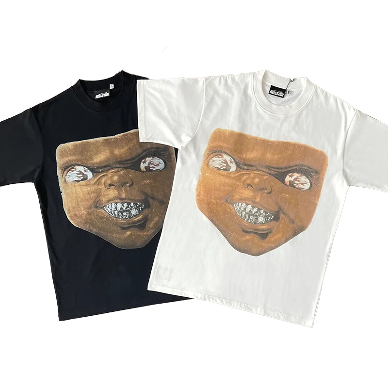 ハロウィンデザインの洗いざらしコットン半袖Tシャツ