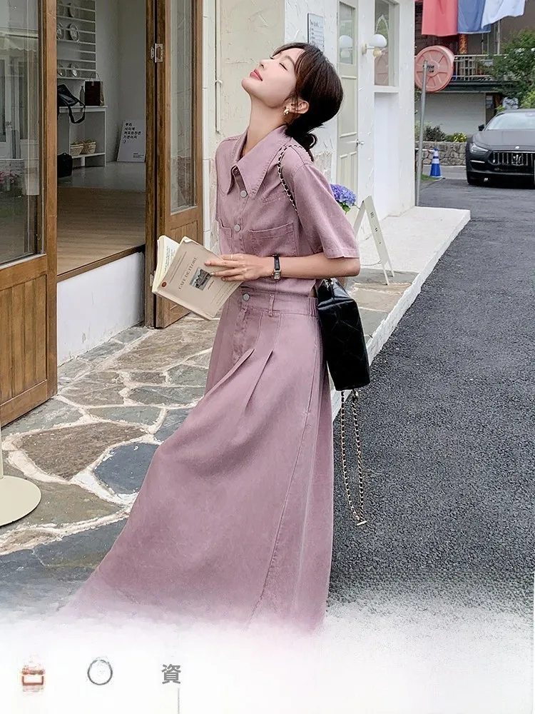6月に着るピンクデニムワンピースの選び方：法式スタイルで涼しく体にやさしい夏の服