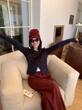 カフェカラーのワイドレッグデニムパンツ【ハイウエスト・フィット・トレンド】（セットアップ対応）