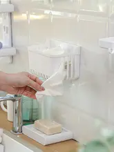穴あけ不要 壁掛け 洗面器収納ラック【バスルーム用・使い捨て洗顔タオル対応・水切りバスケット】