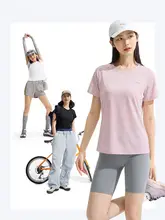 Tシャツ レディース 半袖 接触冷感 速乾 通気性 UVカット スリム 着回し アウトドア ランニング フィットネス 「LI-NING」