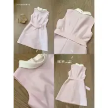 桜色のヘプバーン風ワンピース【フレンチスタイル・可愛いデザイン・千金公主風】