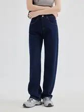 レディース ハイウエスト スリムストレートデニムパンツ【カジュアル・小柄対応】