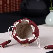 手作りコットンリネン携帯用布袋【 drawstring・収納袋・旅行用】（セットアップ対応）