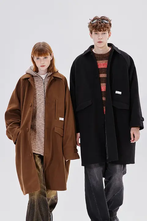 ウールコート ユニセックス ラグランスリーブ ベーシック ミディアム丈 冬 カップル 「PSO Brand」