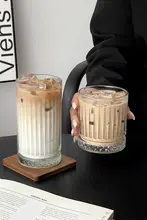 クラシック冷抽モカラテカップ【ストライプガラス・牛乳用・朝食用】