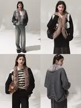 メリノウールのゆったりニットコート【ラクーンファー付き・厚手・保温性】