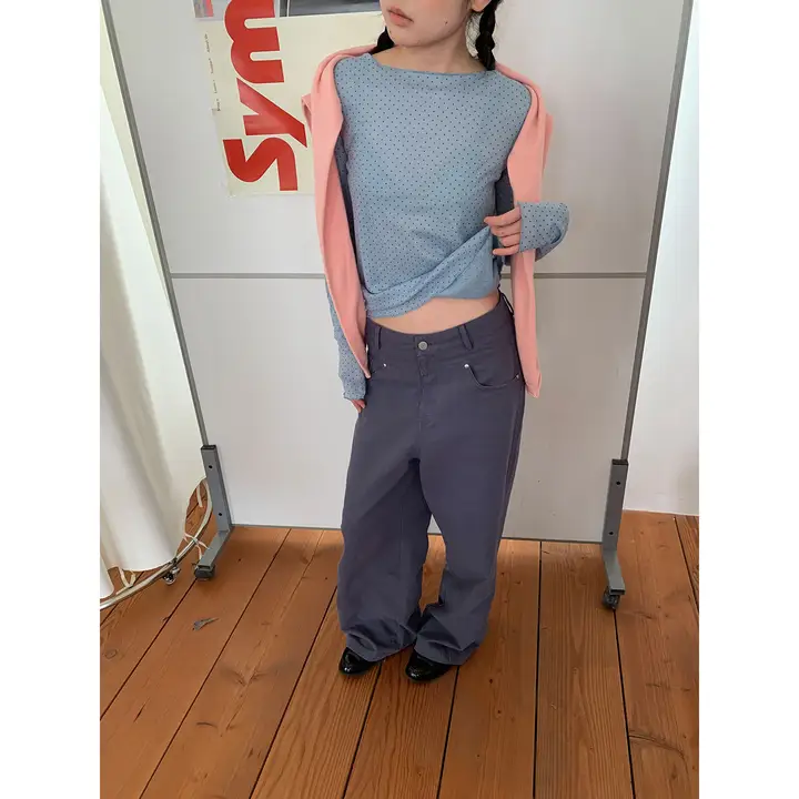 フィットのストレートレッグパンツ【レトロなダークブルー・ゆったりワイド・作業用】（セットアップ対応）