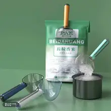 便利なプラスチック製米粉すくいスプーン【長柄・クリップ付き・家庭用】