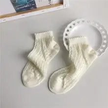 薄手メッシュソックス【全棉・フリルエッジ・春秋夏用・通気性・女性用・ショートタイプ】