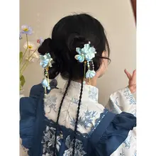 新中式 花フラワー付き タッセル ヘアクリップ【古風 漢服用 子供用】