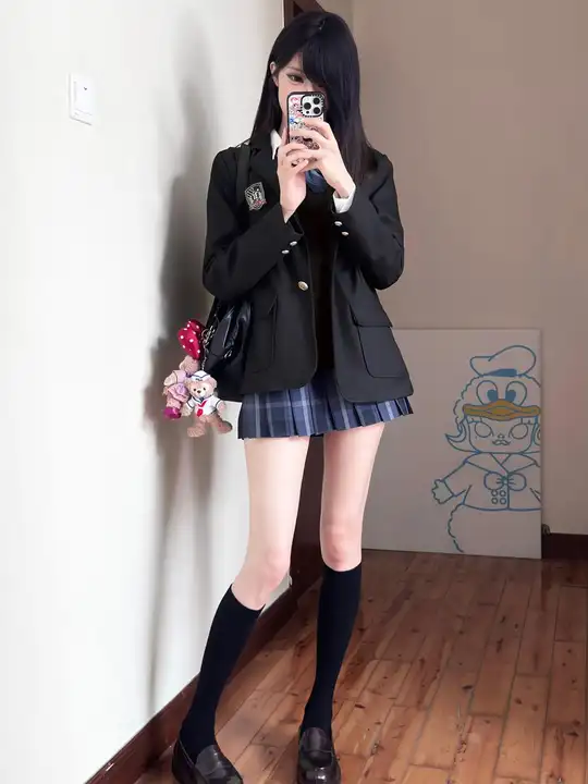 春秋用JK制服のベストとスカートのセット【チェック柄・ニット・ビジネスカジュアル】（セットアップ対応）