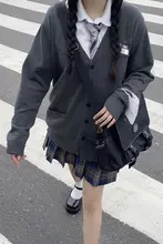秋向けオリジナルJK制服風ニットカーディガン【長袖・ゆったりシルエット・カジュアル】