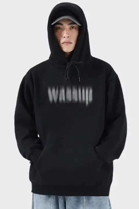 パーカー メンズ レディース 裏起毛 厚手 オーバーサイズ ぼかし ロゴ ストリート 秋冬 ペア 「WASSUP HEODS」