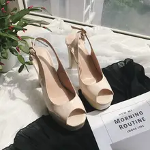 牛革製 厚底オープントゥサンダル【後ろ空き・上品デザイン・女性用】