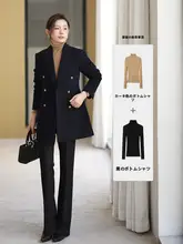 高級ウールの秋冬用ショートコート【シンプルデザイン・ダークブルー・タイトフィット】