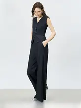 職業向けの気質のベストとワイドパンツ【女性用・秋のコーディネート】（セットアップ対応）