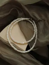 天然淡水真珠ネックレス【異形ケシパール・シンプルで高級感のあるデザイン・鎖骨チェーン】