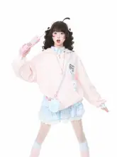 パーカー レディース フェイクレイヤード フード付き ぬいぐるみモチーフ 春 「Languid Park」