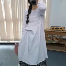 優雅なレトロデザイン！レース切り替えの麻素材中長丈ワンピース（セットアップ対応）