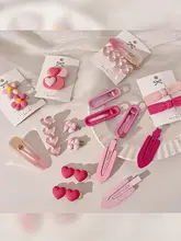 夏用 サイドバング用ヘアクリップ【ピンク系・可愛いデザイン】