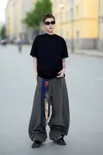 シンプルな高級感！フィットのワイドストレートパンツ【カジュアル・スラウチングデザイン】（セットアップ対応）