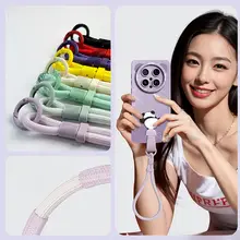 華為 Mate 70 用 熊猫デザイン シリコンケース【全包型・衝撃防止・ストラップ付き】