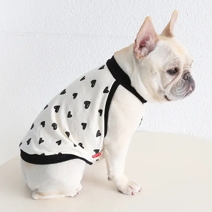春夏用 ペット用 吊り下げタイプの通気性あるチェック柄コットンシャツ【太め犬用】