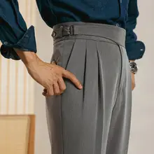 春夏用チェック柄ストレートパンツ【高ウエスト・ドレープ・カジュアル】（セットアップ対応）