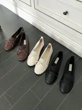 韓国風レトロデザイン バレエシューズ【リボン付き・フラット・ラウンドトゥ】