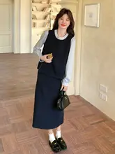 秋の女性向け高級感漂うシャツとスカートの2点セット（セットアップ対応）